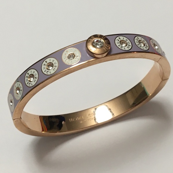 Henri Bendel Rare Rivet Enameled Swarovski Bangle - Picture 6 of 11
